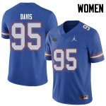 Women's Florida Gators #95 Keivonnis Davis NCAA Jordan Brand Royal Authentic Stitched College Football Jersey DUW3062DE